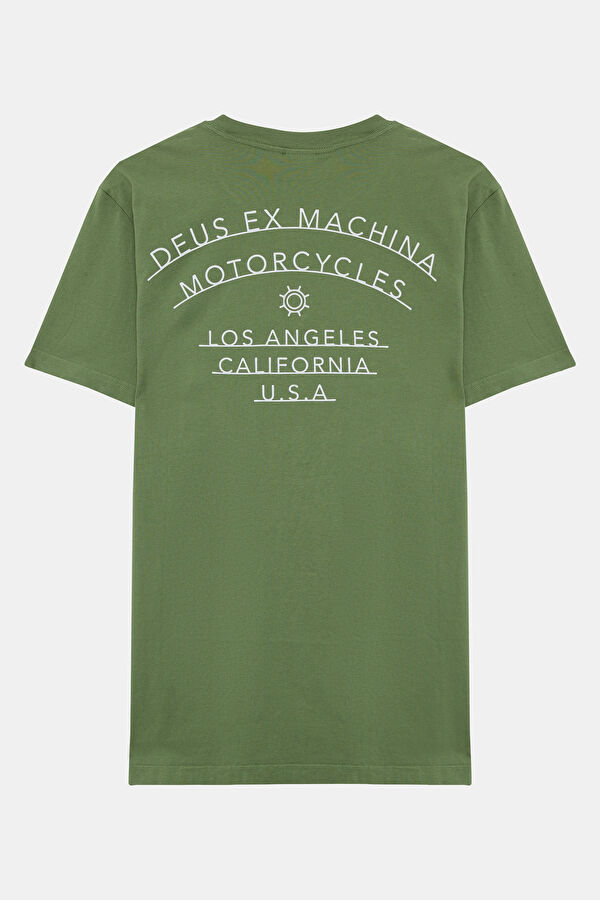 Relax Kalıp Haki Bisiklet Yaka Baskılı Erkek T-Shirt 2