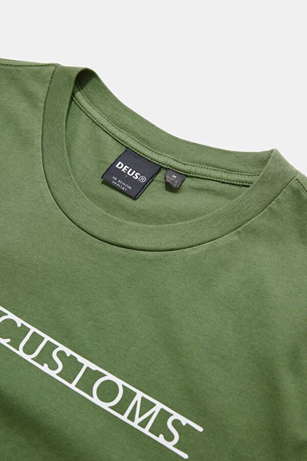Relax Kalıp Haki Bisiklet Yaka Baskılı Erkek T-Shirt 3