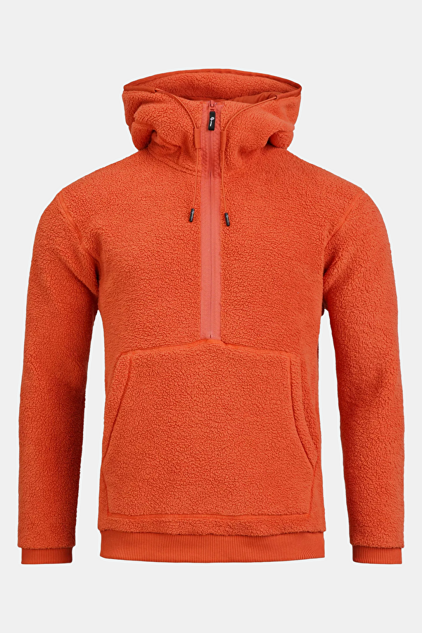 Turuncu Kapüşonlu Erkek Sweatshirt