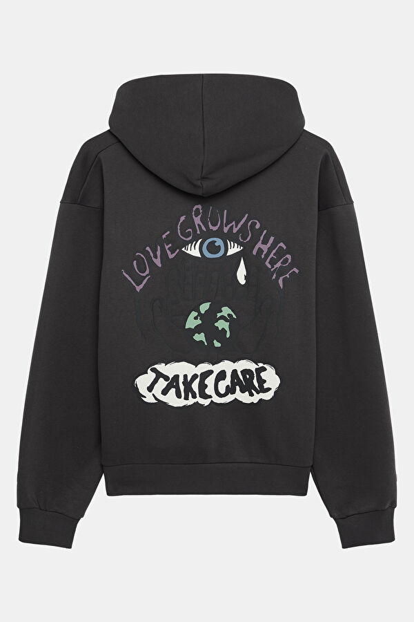 Anthracite Relax Fit Hooded Men's Sweatshirt 2