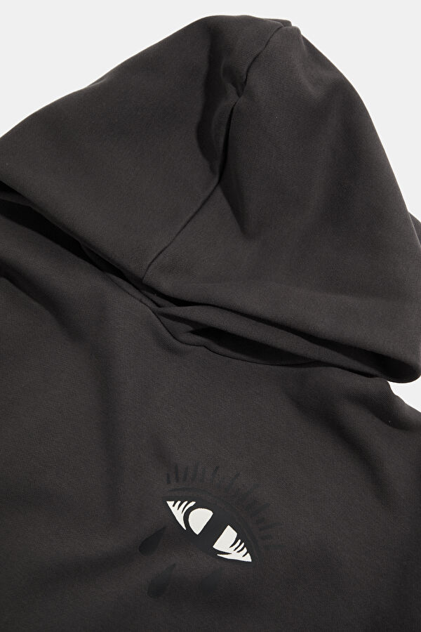 Anthracite Relax Fit Hooded Men's Sweatshirt 3