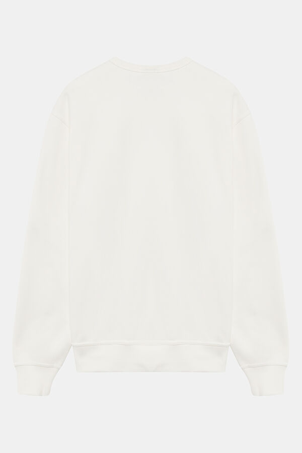 Krem Relax Kalıp Bisiklet Yaka Sweatshirt 2