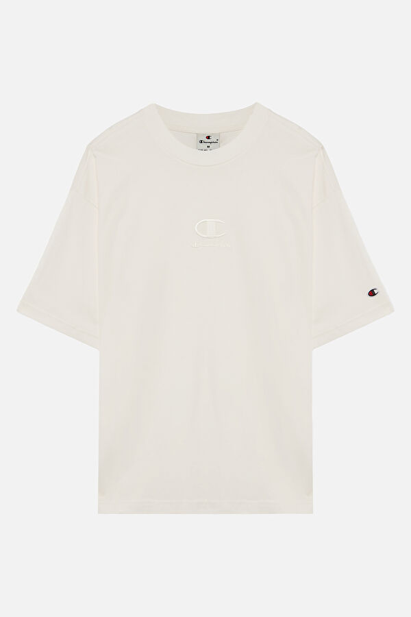 Relax Kalıp Krem Bisiklet Yaka T-Shirt