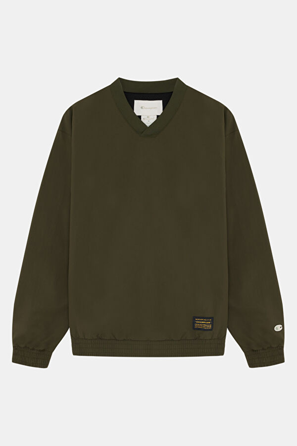 Haki Relax Kalıp Bisiklet Yaka Erkek Sweatshirt