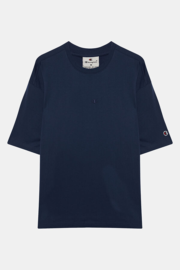 Relax Kalıp Lacivert Bisiklet Yaka T-Shirt