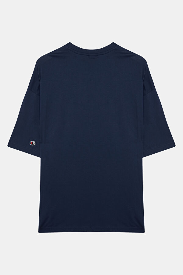 Relax Kalıp Lacivert Bisiklet Yaka T-Shirt 2