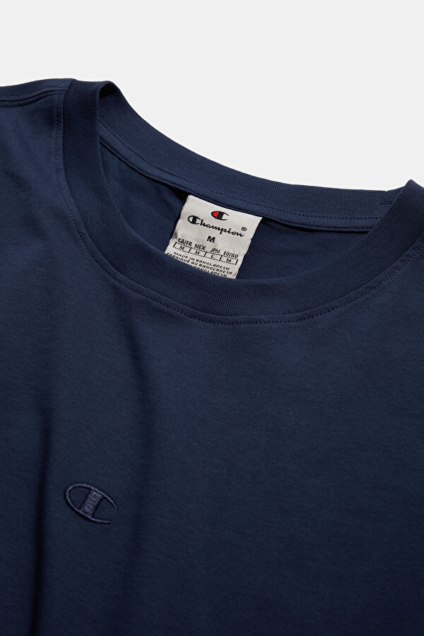 Relax Kalıp Lacivert Bisiklet Yaka T-Shirt 3
