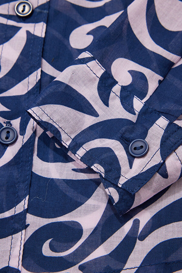 Navy Blue Patterned Women's Shirt 4