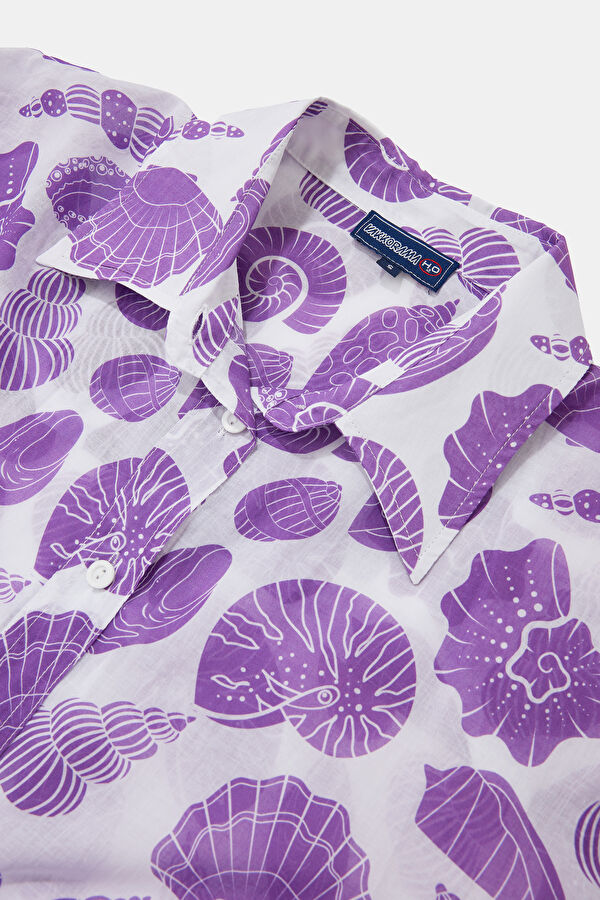Purple Patterned Women's Shirt 3