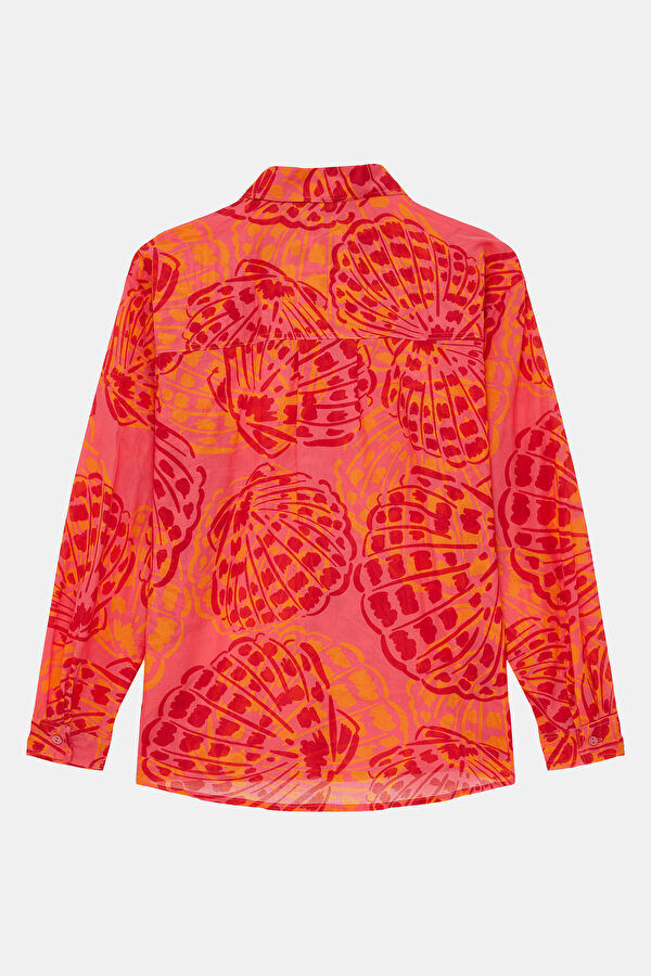 Coral Patterned Women's Shirt 2