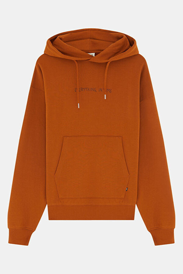 Kiremit Kapuşonlu Erkek Sweatshirt