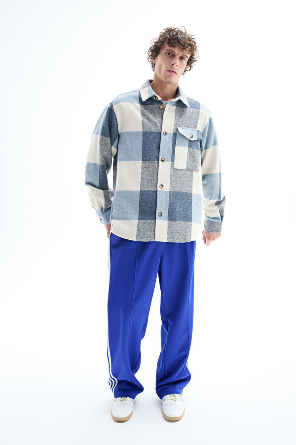 Blue Plaid Flannel Men's Shirt