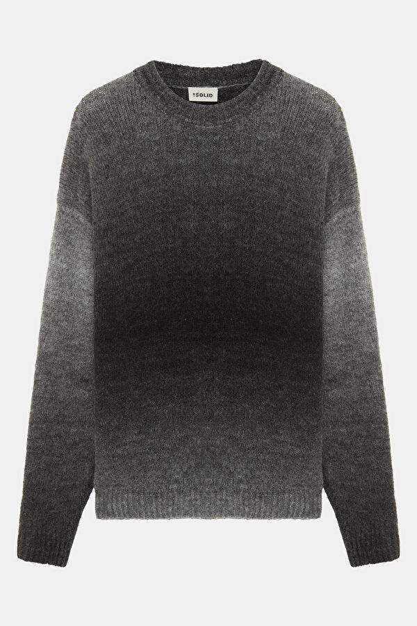 Black Gradient Pattern Knitted Men's Sweater