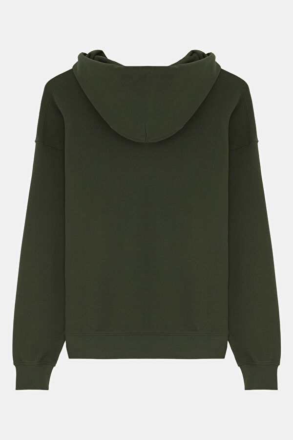 Koyu Yeşil Kapuşonlu Erkek Sweatshirt 2