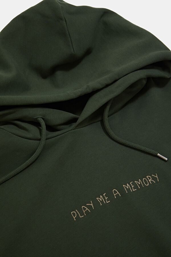 Koyu Yeşil Kapuşonlu Erkek Sweatshirt 3