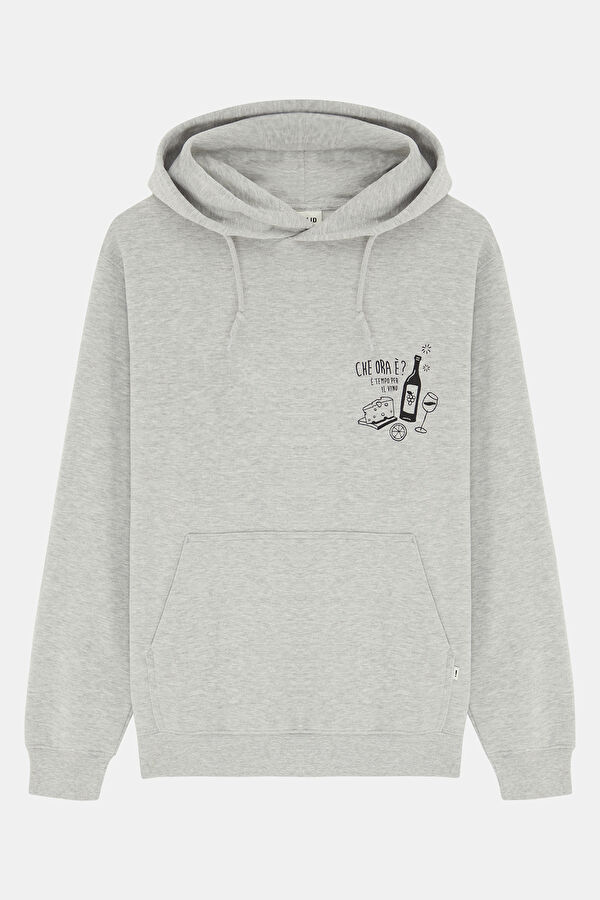 Gri Kapuşonlu Erkek Sweatshirt