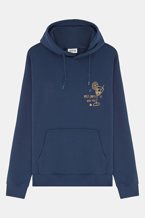 Mavi Kapuşonlu Erkek Sweatshirt