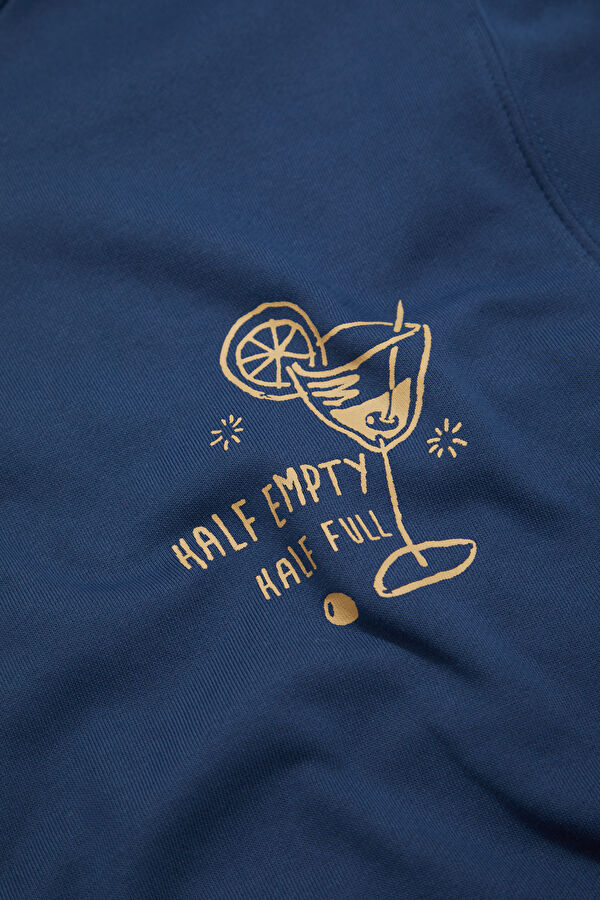 Mavi Kapuşonlu Erkek Sweatshirt 3