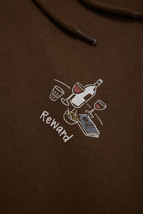 Kahve Relax Kalıp Kapüşonlu Erkek Sweatshirt 4