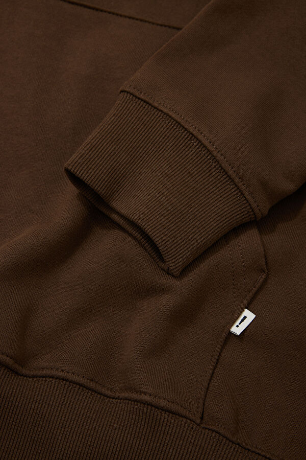 Kahve Relax Kalıp Kapüşonlu Erkek Sweatshirt 5