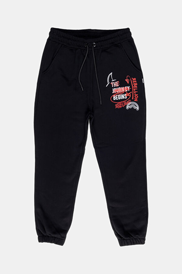 Relax Fit Black Straight Leg Sport Men's Pants