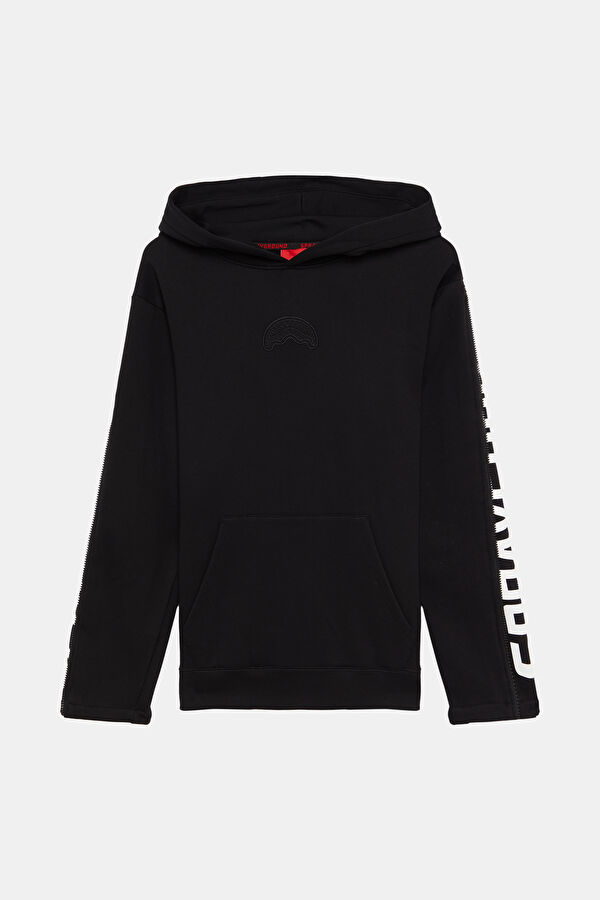 Siyah Relax Kalıp Kapüşonlu Erkek Sweatshirt