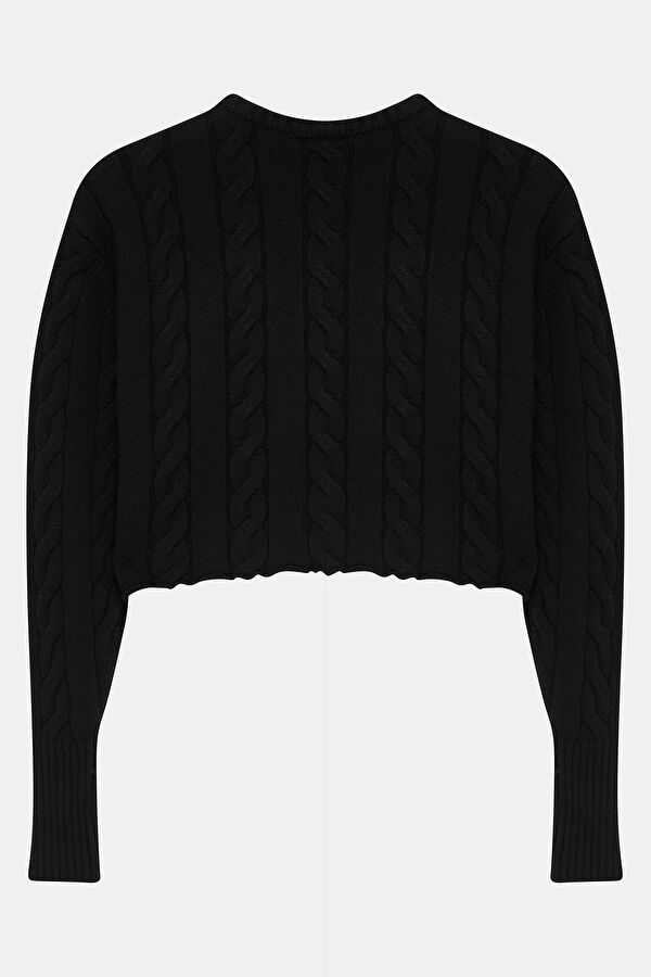 Black Herringbone Knit Women's Sweater 2