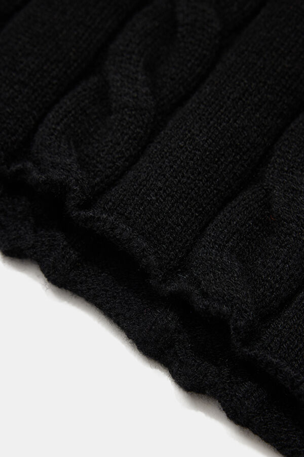 Black Herringbone Knit Women's Sweater 4