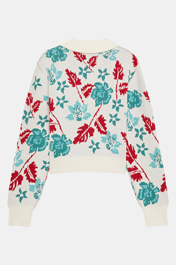 Multicolored Patterned Knitted Women's Cardigan 2