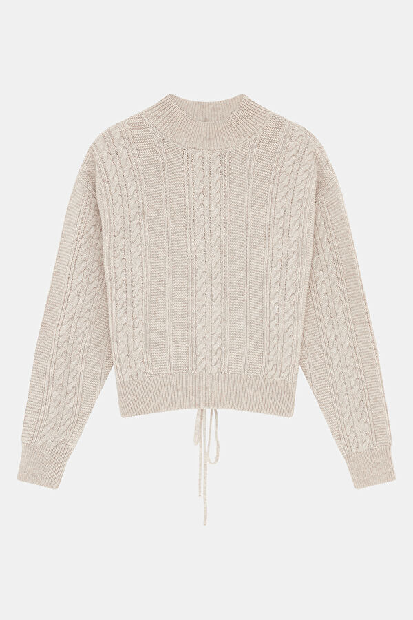 Beige Knitted Pattern Women's Sweater