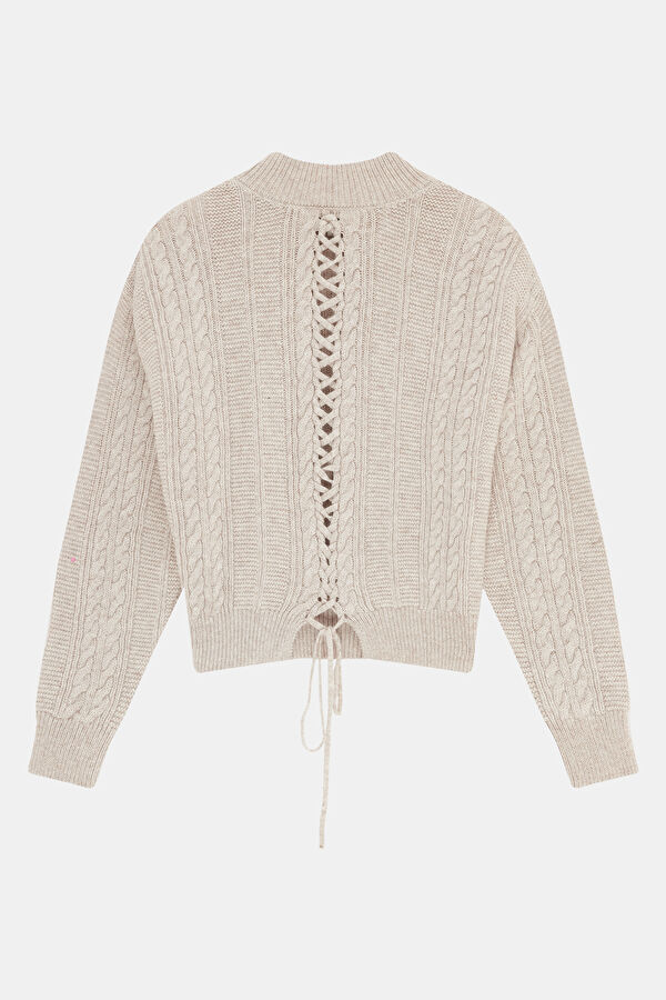 Beige Knitted Pattern Women's Sweater 2