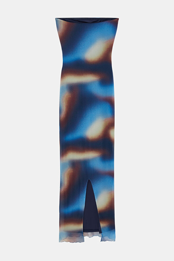 Blue Patterned Maxi Dress 4