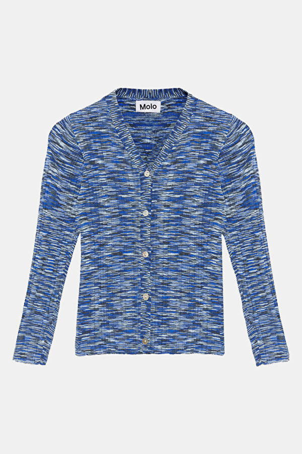 Blue Patterned Wool Kids' Cardigan