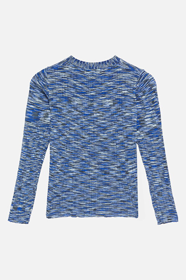 Blue Patterned Wool Kids' Cardigan 2