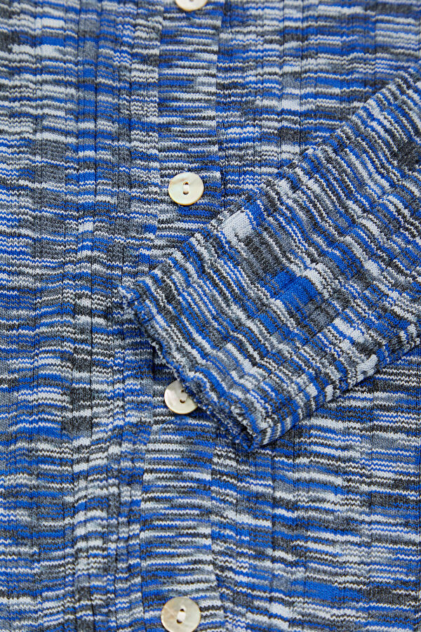 Blue Patterned Wool Kids' Cardigan 5