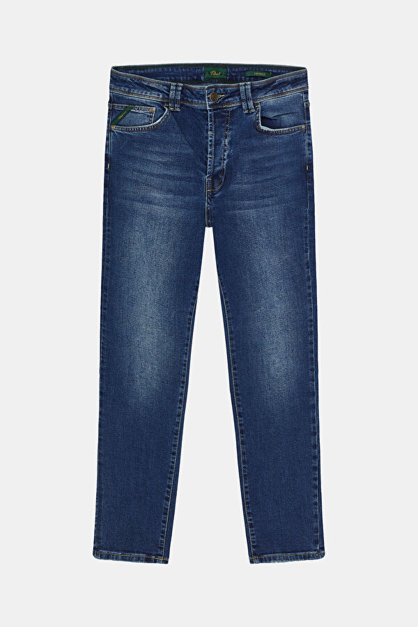 Blue Straight Leg Denim Jeans Men's Trousers