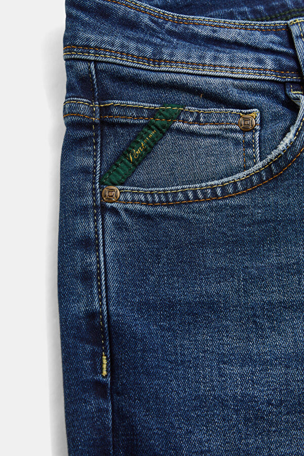 Blue Straight Leg Denim Jeans Men's Trousers 4