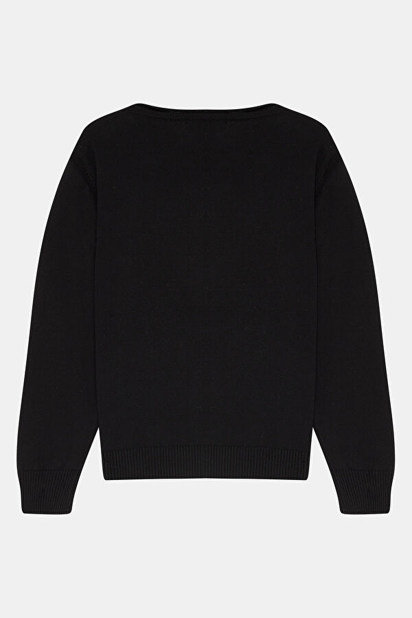 Navy Blue Embroidered Knitwear Sweater 2