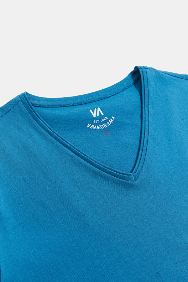 Petrol V-Neck Men's T-Shirt 3