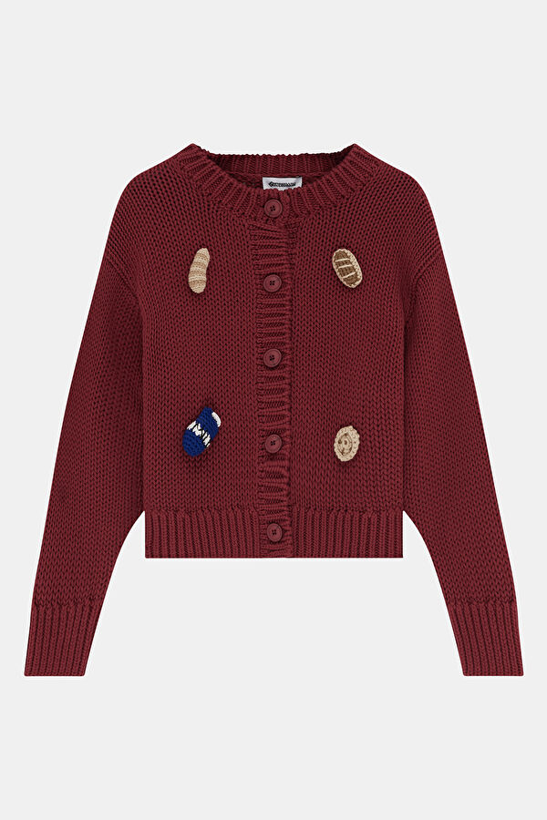 Burgundy Knit Kids' Cardigan