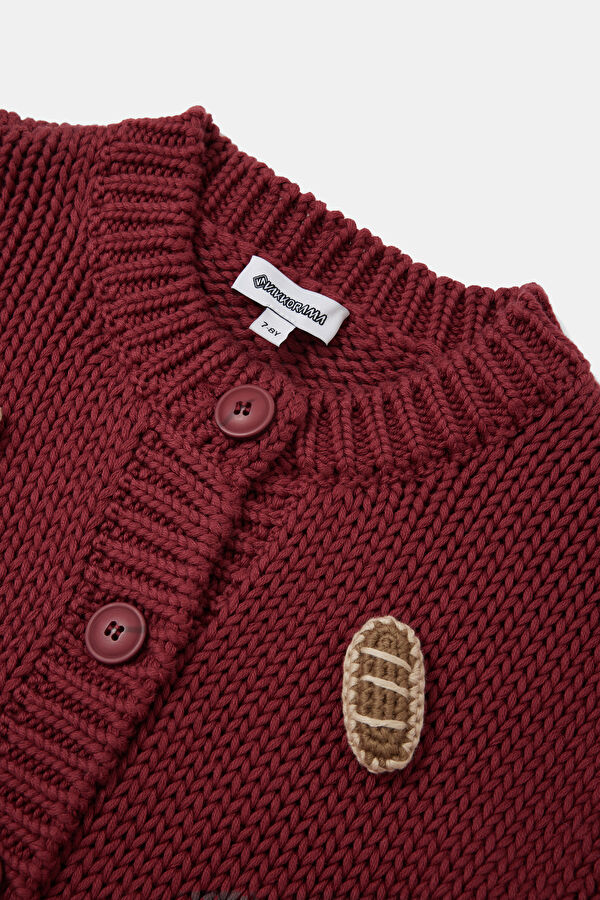 Burgundy Knit Kids' Cardigan 3