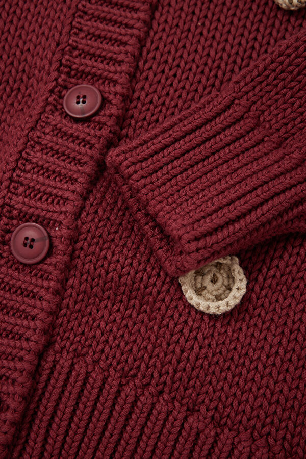 Burgundy Knit Kids' Cardigan 4