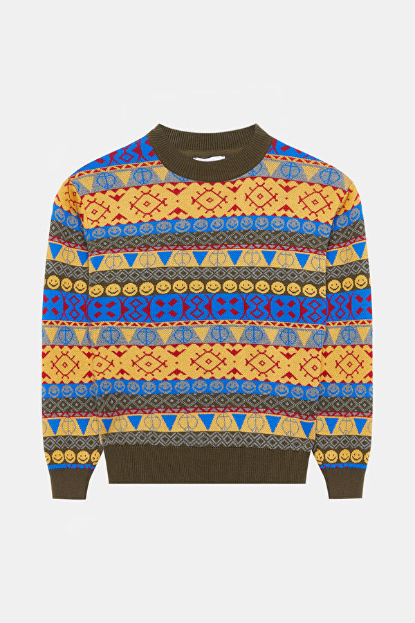 Multicolored Patterned Knitwear Sweater