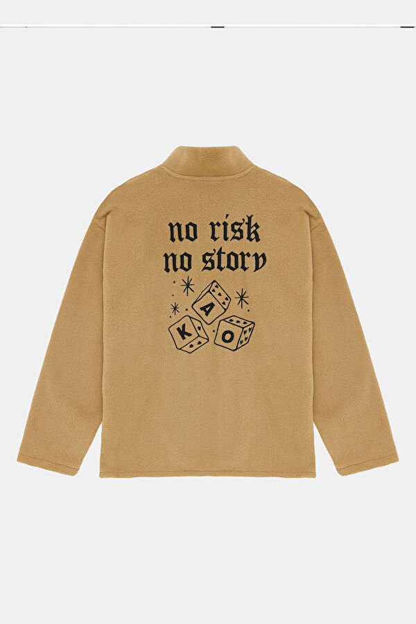 Bej Relax Kalıp Dik Yaka Erkek Sweatshirt 2
