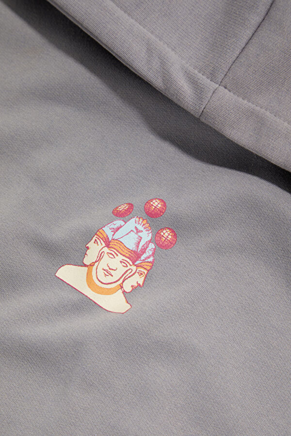 Açık Mavi Relax Kalıp Kapüşonlu Erkek Sweatshirt 3