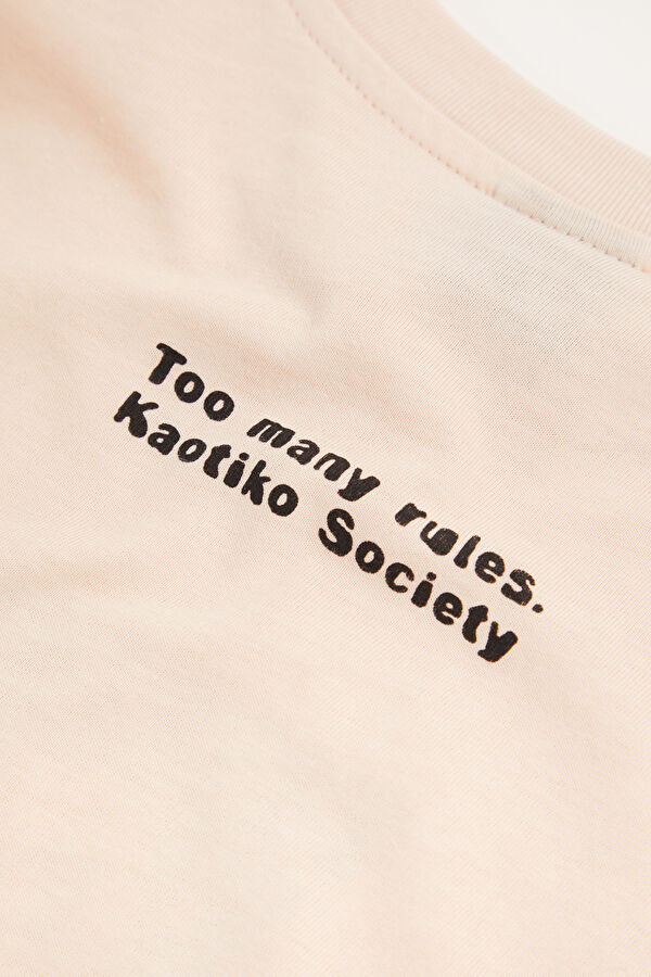 Relax Kalıp Açık Pembe Bisiklet Yaka Baskılı Erkek T-Shirt 6