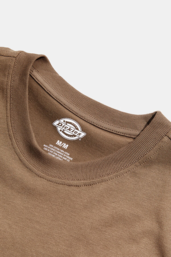Relax Kalıp Kahve Bisiklet Yaka Baskılı T-Shirt 3