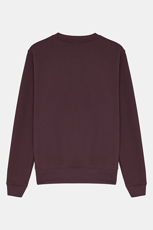 Bordo Relax Kalıp Bisiklet Yaka Sweatshirt 2