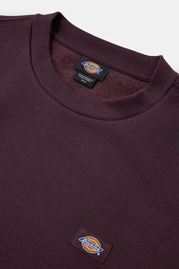 Bordo Relax Kalıp Bisiklet Yaka Sweatshirt 3