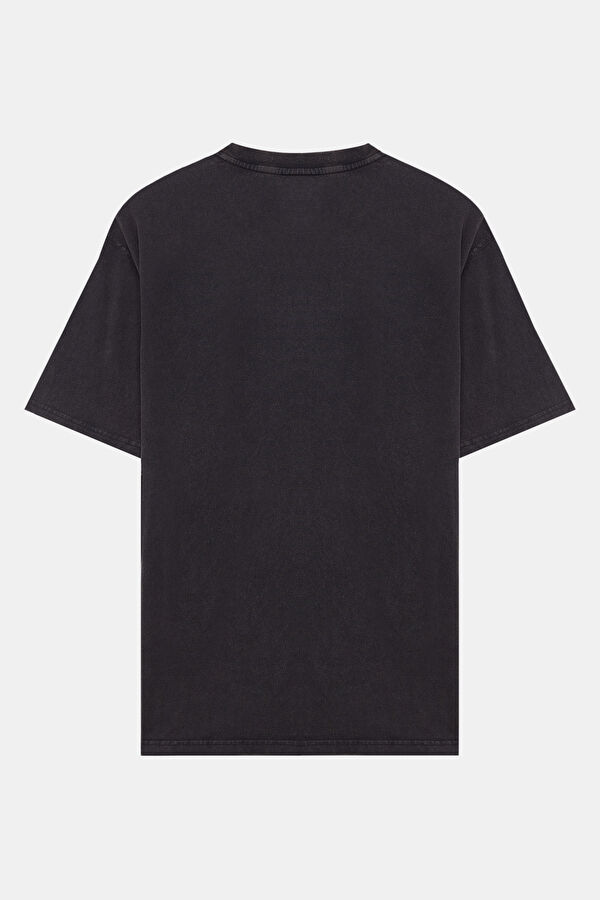 Relax Kalıp Antrasit Bisiklet Yaka T-Shirt 2